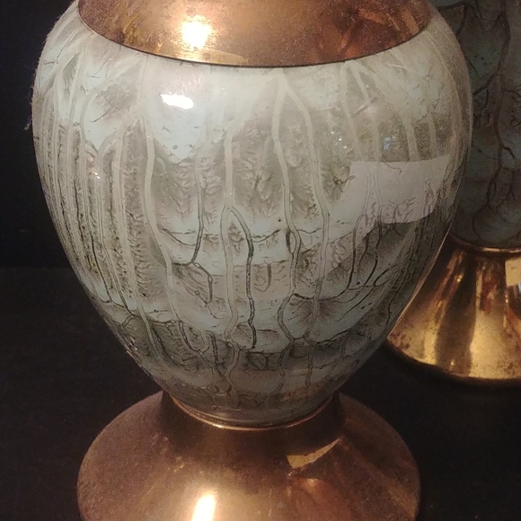 Set 4 Delft Holland Pottery Vases Gold Green - Picture 5 of 8